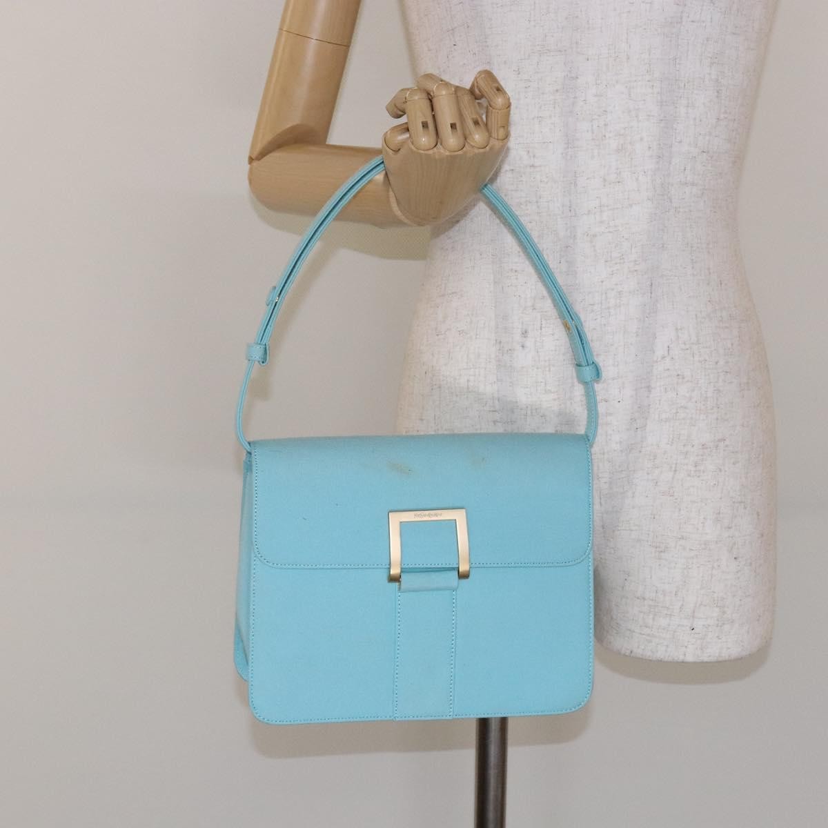 Saint Laurent SAINT LAURENT Shoulder Bag Canvas Light Blue Authentic BA5491