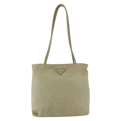 Prada PRADA Tote Bag Nylon Beige Silver Authentic 157778