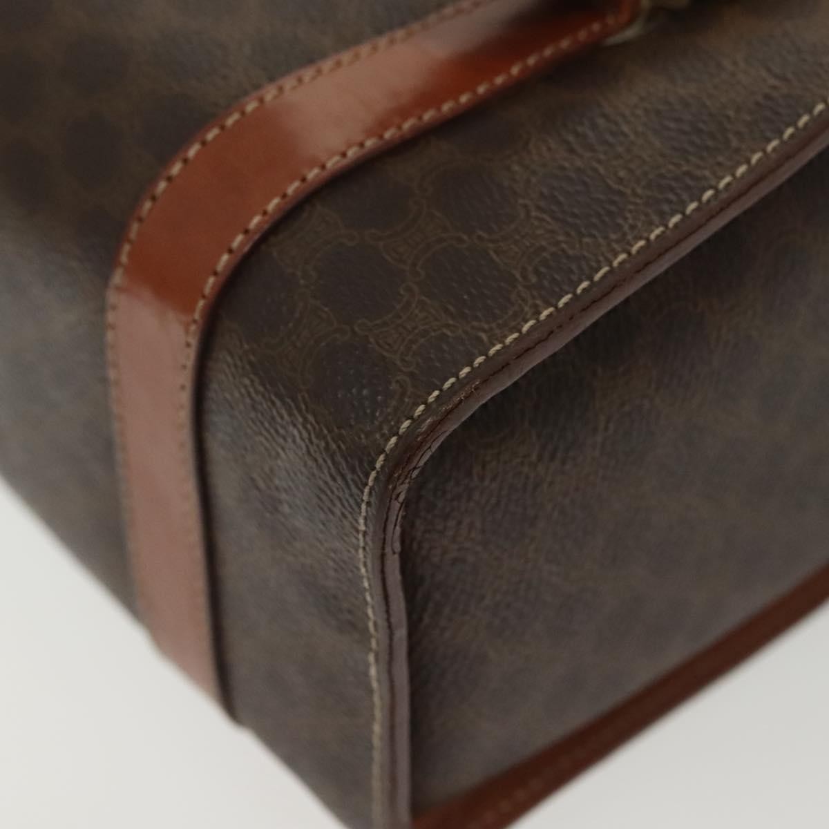 Celine CELINE Macadam Canvas Hand Bag PVC Leather Brown Gold Authentic gh739