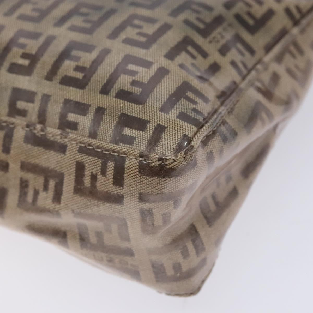Fendi FENDI Zucchino Canvas Shoulder Bag Coated Canvas Beige Gold Authentic 136436