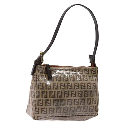 Fendi FENDI Zucchino Canvas Shoulder Bag Coated Canvas Beige Gold Authentic 136436