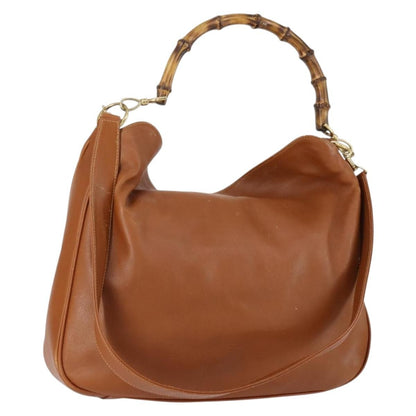 Gucci GUCCI Bamboo Shoulder Bag Leather 2way Brown Gold 001 2852 1577 0 Authentic ep12095