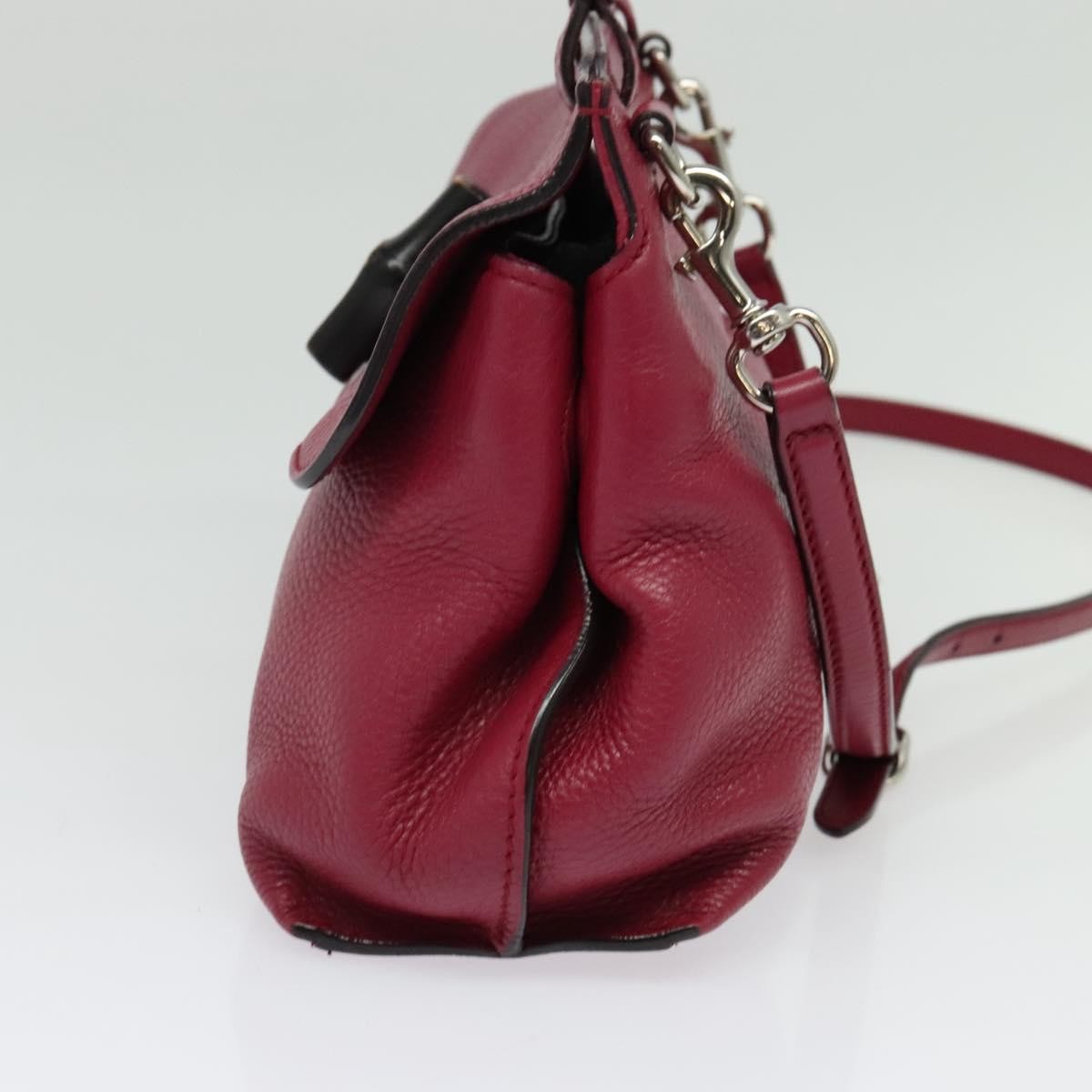 Gucci GUCCI Bamboo Daily Hand Bag Leather 2way Pink Silver 370831 Authentic BA5180