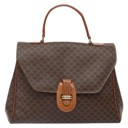 Celine CELINE Macadam Canvas Hand Bag PVC Leather Brown Gold Authentic bs28733