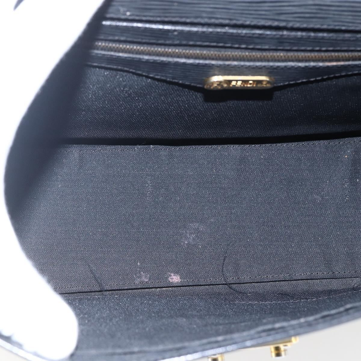 Fendi FENDI Hand Bag Leather Black Gold Authentic ka2601