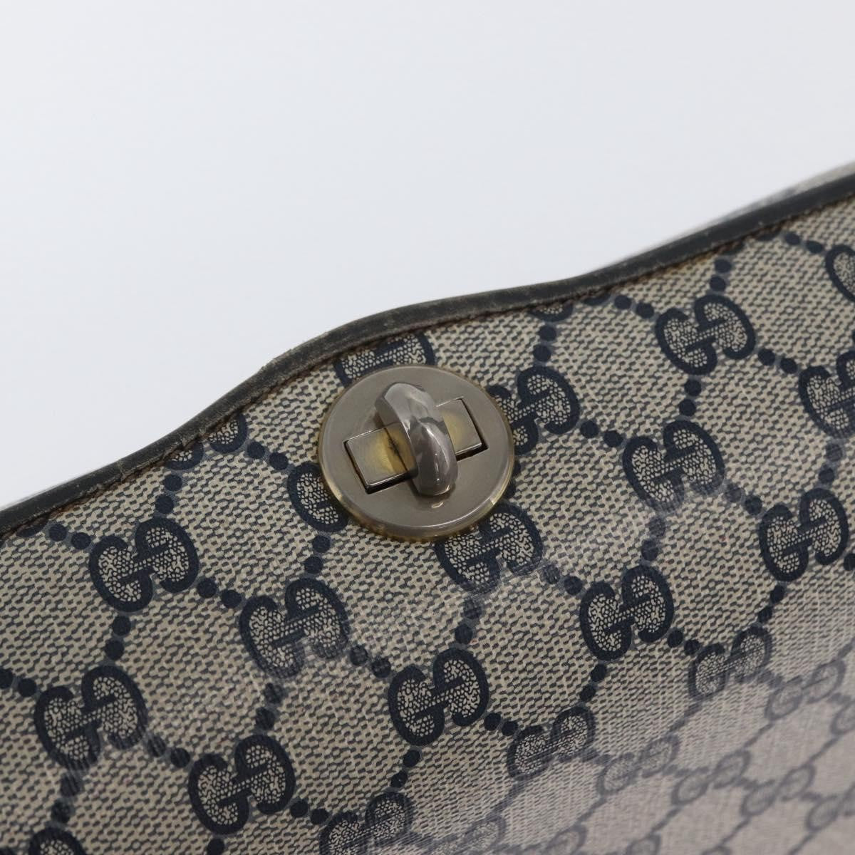 Gucci GUCCI GG Supreme Shoulder Bag PVC Navy Silver Authentic BAZ550