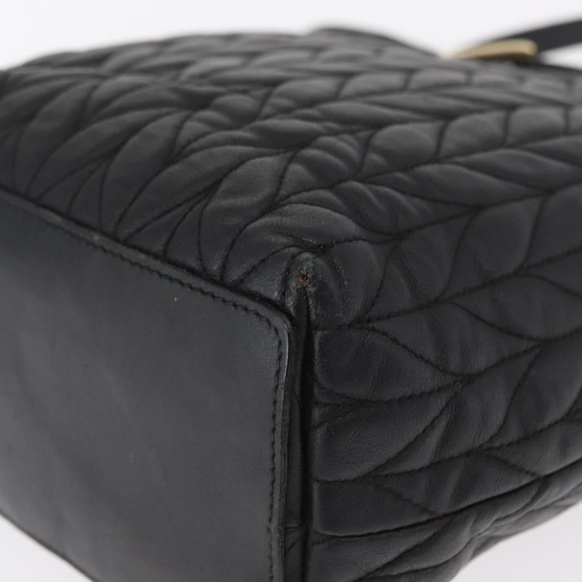 Gucci GUCCI Tote Bag Leather Black Gold 002 1099 Authentic 166099
