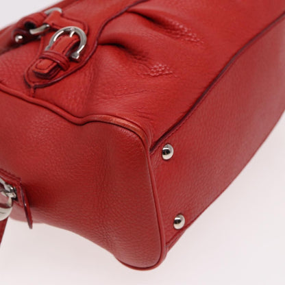 Salvatore Ferragamo Salvatore Ferragamo Gancini Hand Bag Leather 2way Red Authentic 78767