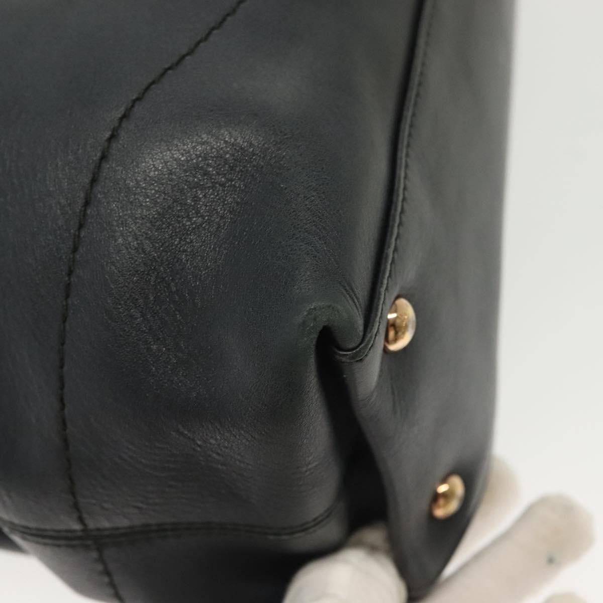 Salvatore Ferragamo Salvatore Ferragamo Gancini Hand Bag Leather 2way Navy Gold Authentic 141427