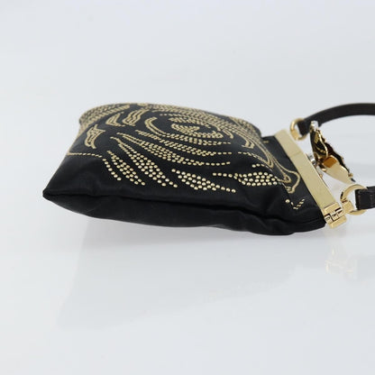 Valentino VALENTINO Hand Bag Satin Brown Gold Authentic bs30808