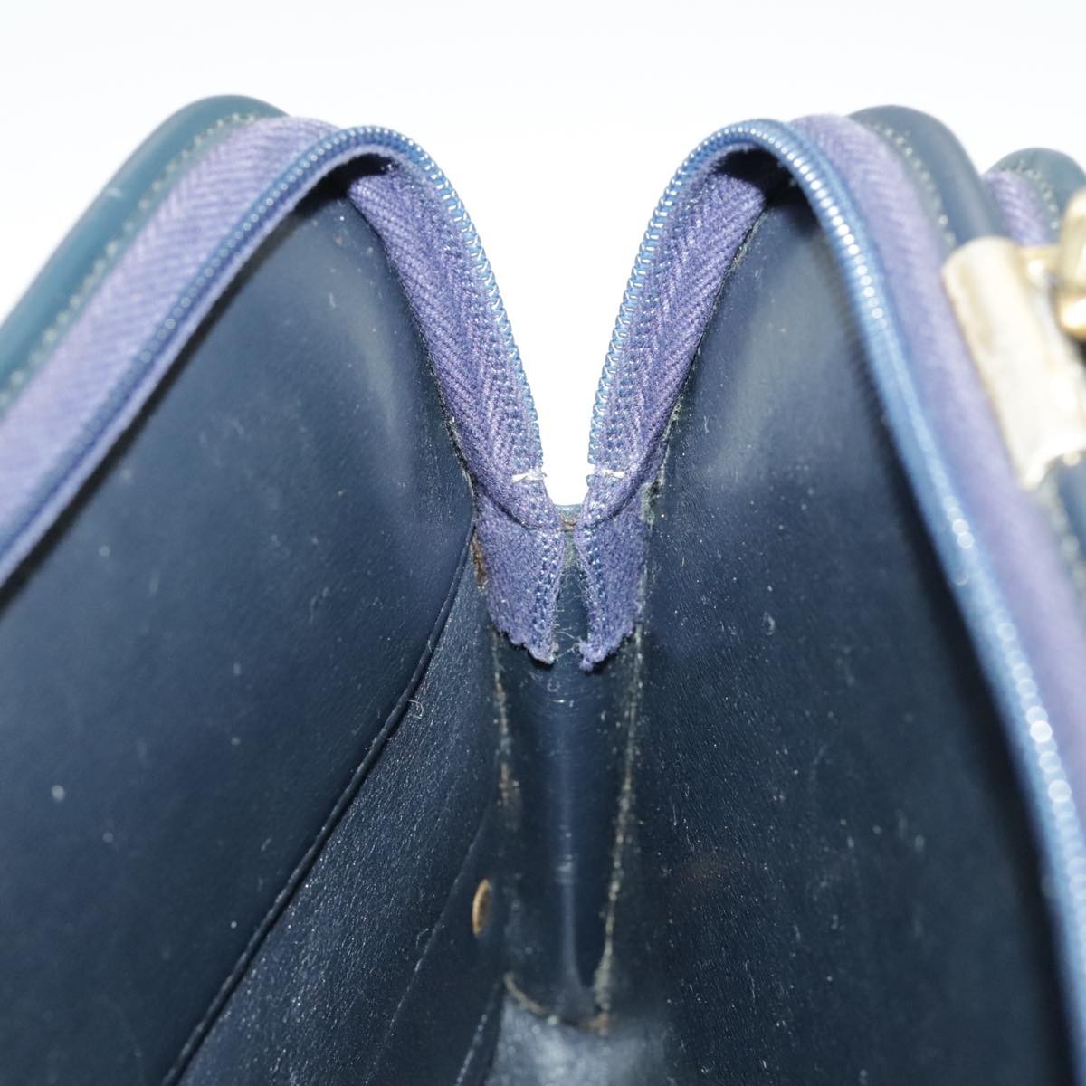 Dior Christian Dior Trotter Canvas Shoulder Bag Navy Gold Authentic 98475