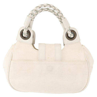 Chloé Chloé Chloe Hand Bag Canvas Leather White Authentic mr1648