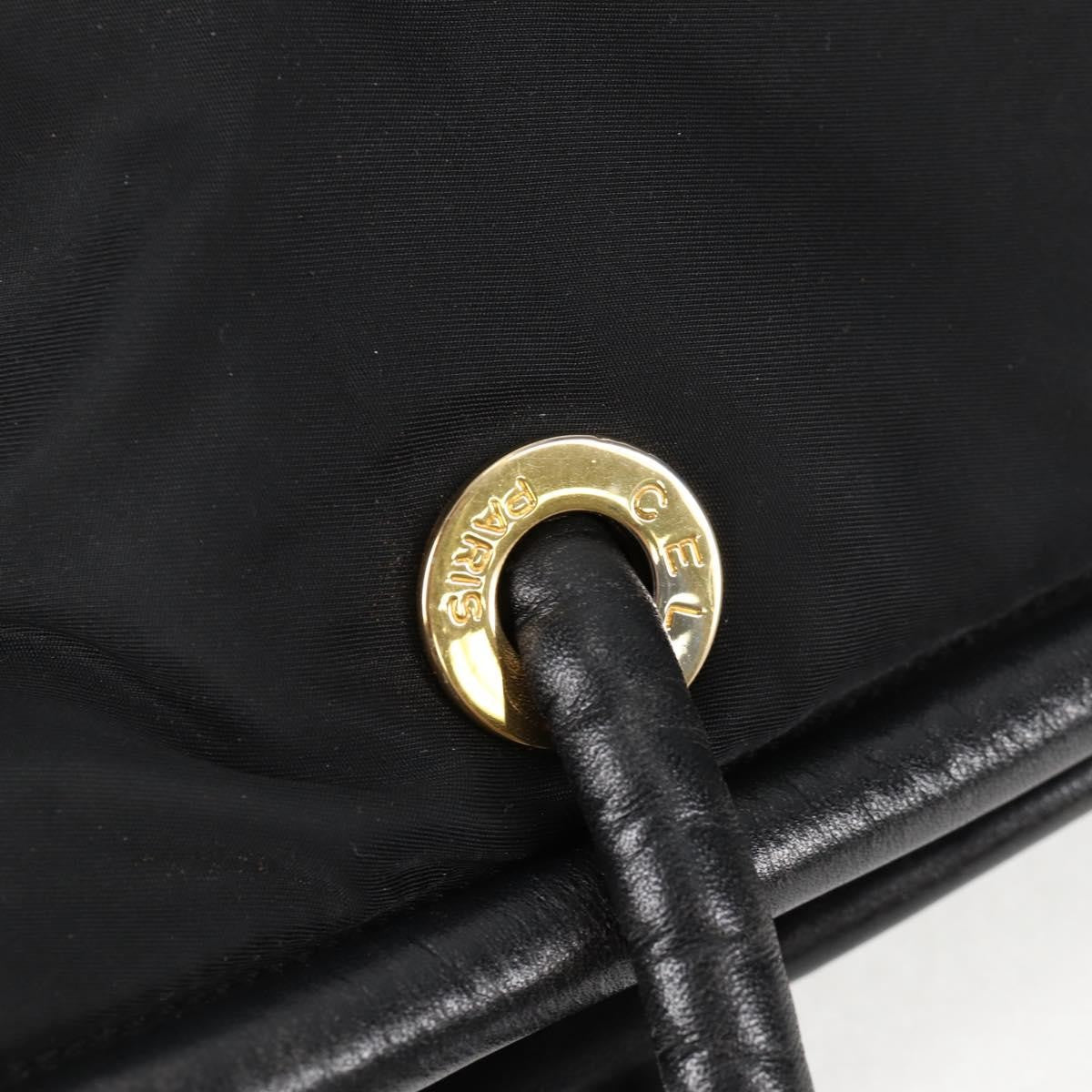 Celine CELINE Tote Bag Nylon Black Gold Authentic 136206