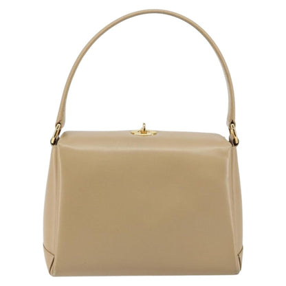 Gucci GUCCI Shoulder Bag Leather Beige Gold Authentic ep11343