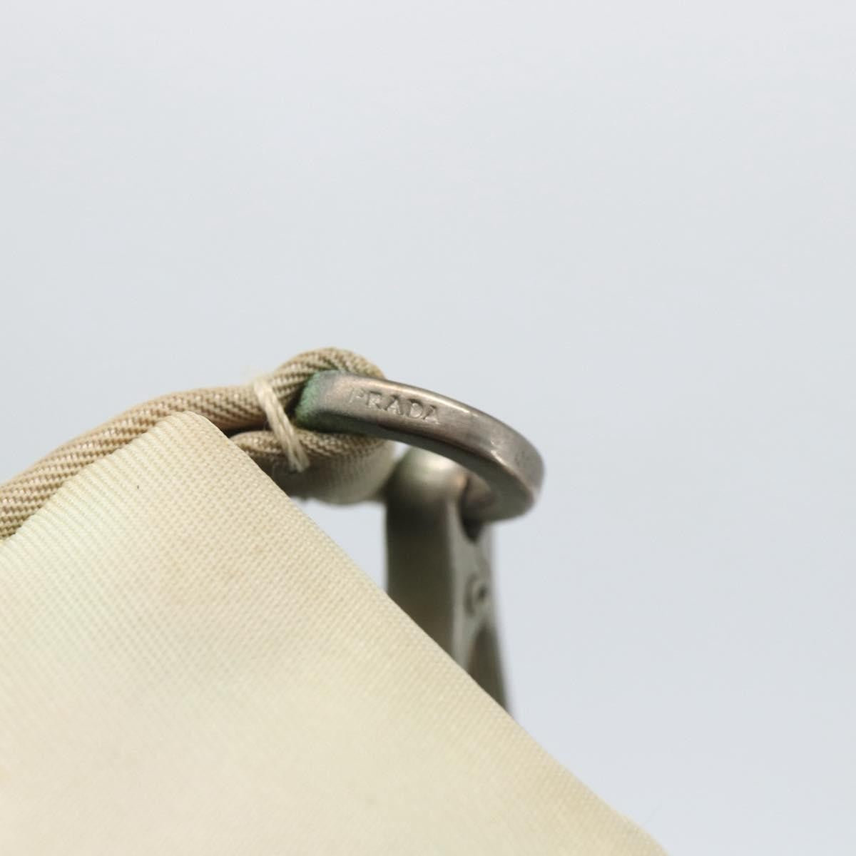 Prada PRADA Shoulder Bag Nylon Beige Silver Authentic 162128