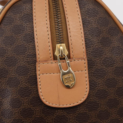 Celine CELINE Macadam Canvas Boston Bag PVC Brown Gold Authentic 152724