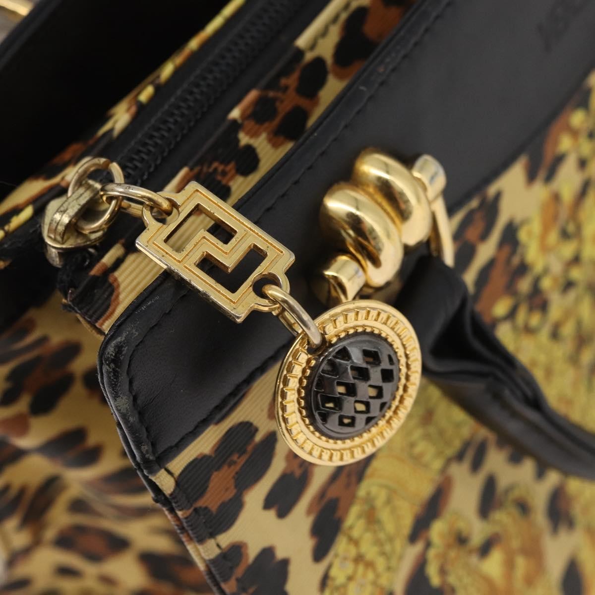 Versace VERSACE Hand Bag PVC Leather Yellow Gold Authentic 177929
