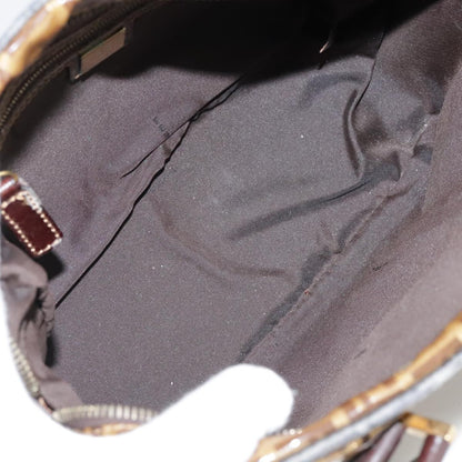 Fendi FENDI Zucchino Canvas Hand Bag Brown Gold Authentic bs21516