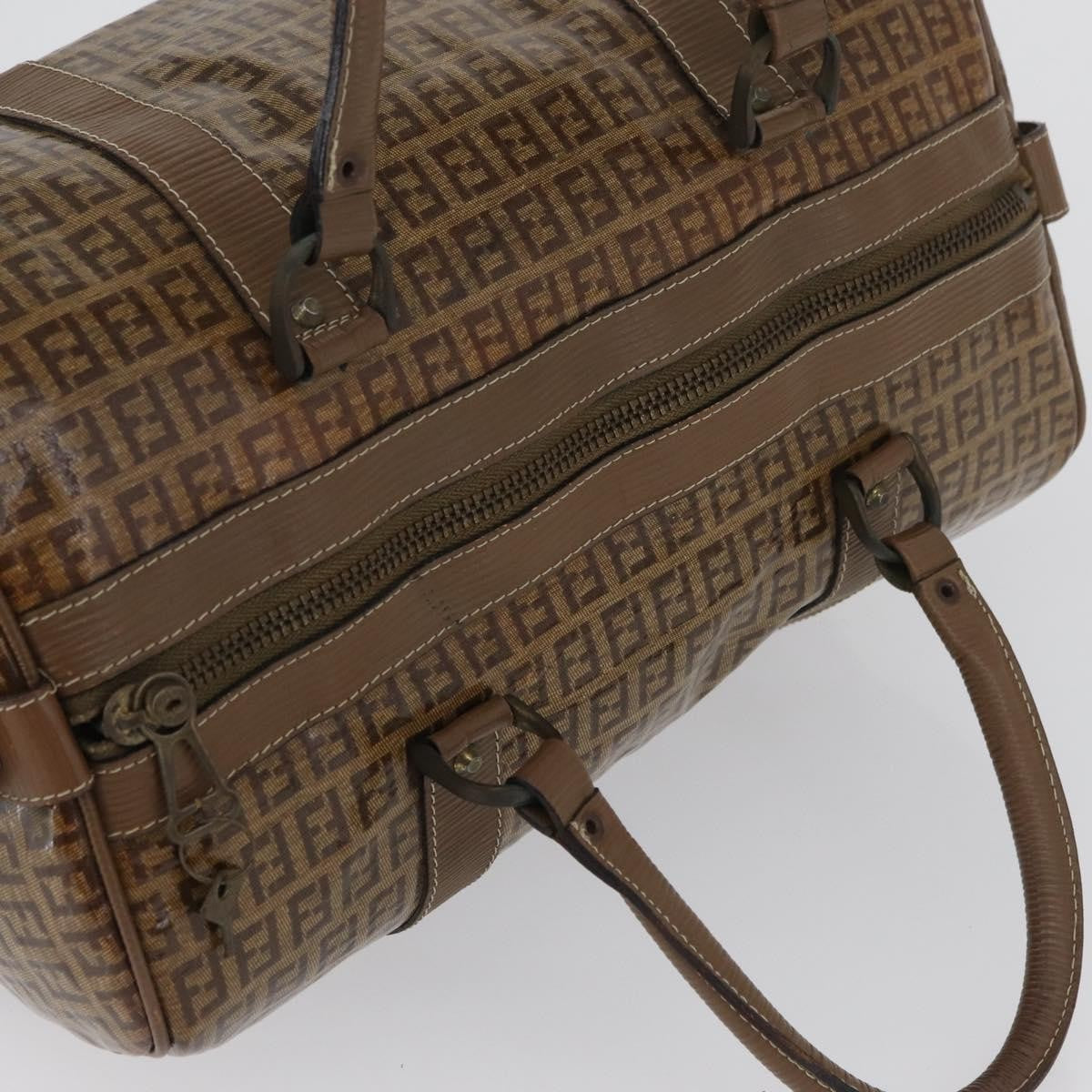 Fendi FENDI Zucchino Canvas Hand Bag PVC 2 Set Brown Authentic ti3754