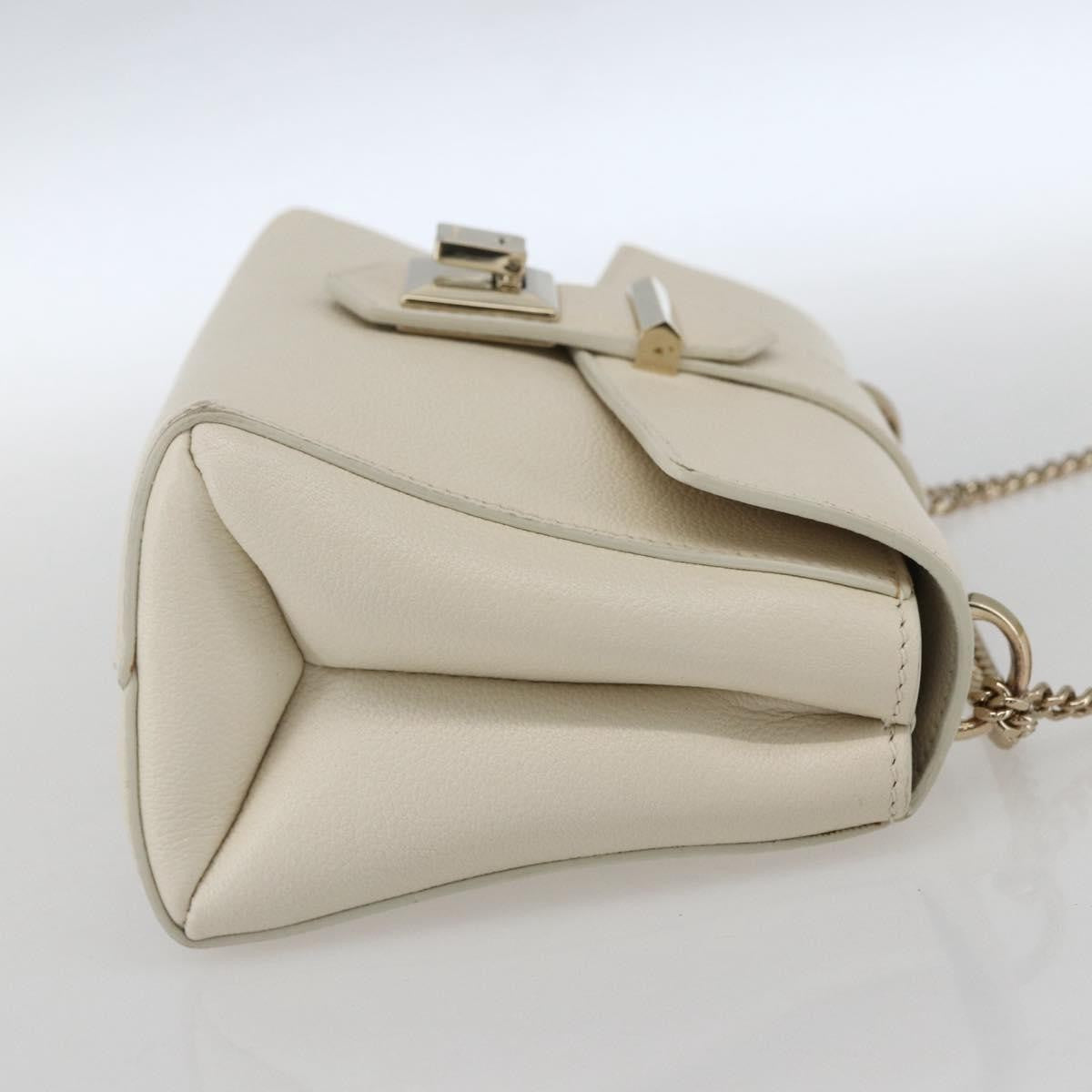 Jimmy Choo Jimmy Choo Chain Shoulder Bag Leather White Gold Authentic bs31956