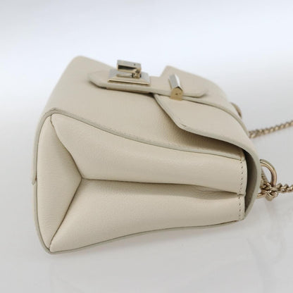 Jimmy Choo Jimmy Choo Chain Shoulder Bag Leather White Gold Authentic bs31956