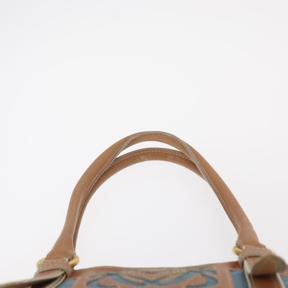 Loewe LOEWE Anagram Hand Bag Nylon Blue Gold Authentic bs31204