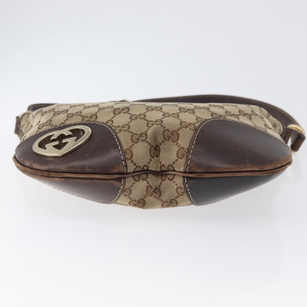 Gucci GUCCI GG Canvas Shoulder Bag Beige Gold 257072 Authentic gh1853
