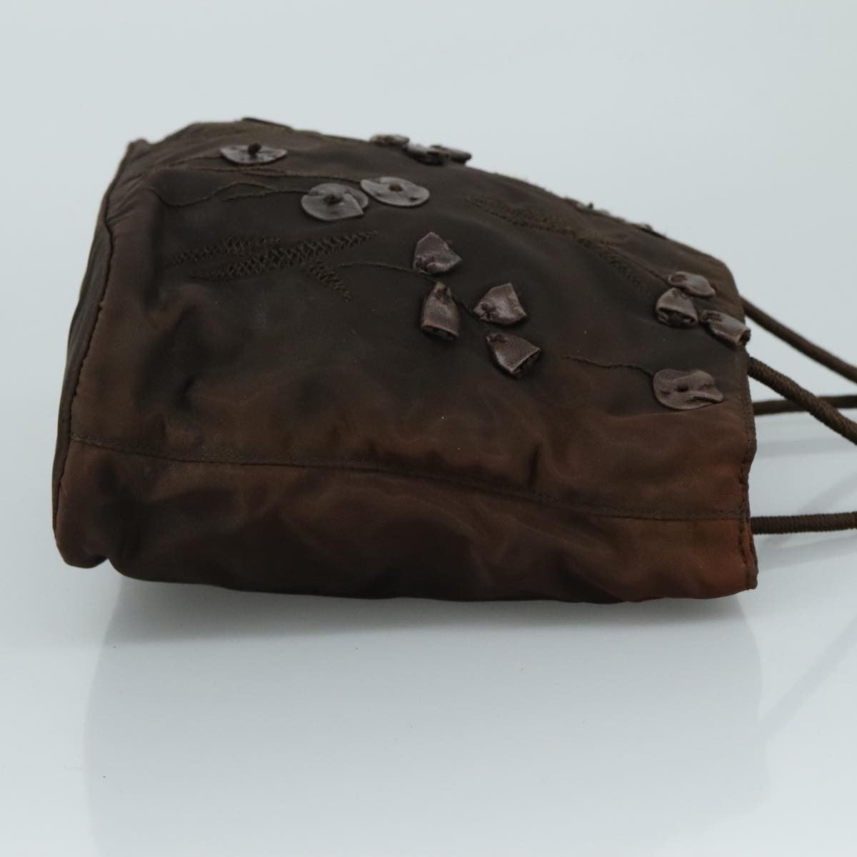 Prada PRADA Hand Bag Nylon Brown Silver Authentic bs20899
