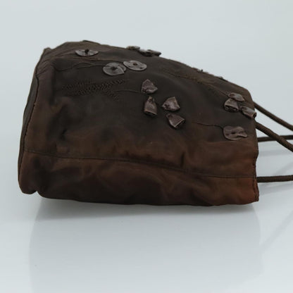 Prada PRADA Hand Bag Nylon Brown Silver Authentic bs20899