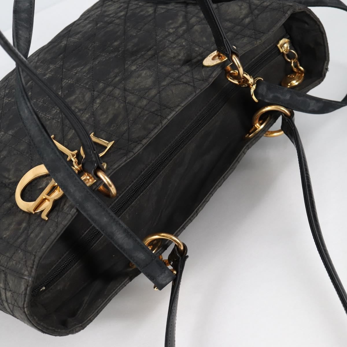 Dior Christian Dior Canage Tote Bag Nylon 2way Black Gold Authentic 140681