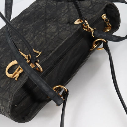 Dior Christian Dior Canage Tote Bag Nylon 2way Black Gold Authentic 140681