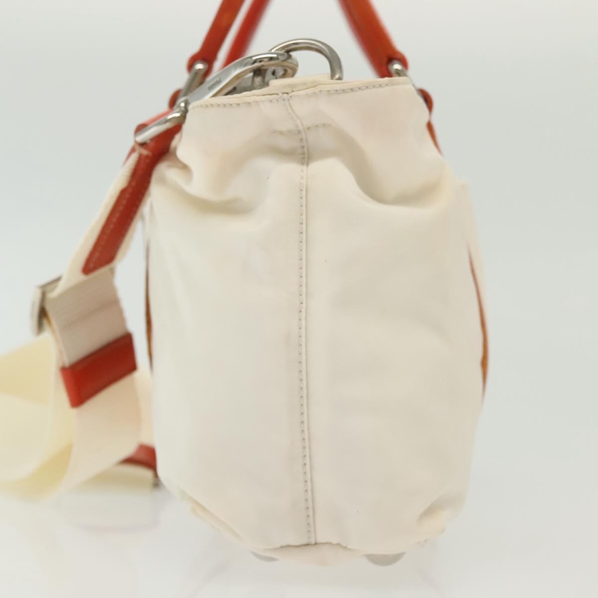 Prada PRADA Hand Bag Nylon 2way White Silver Authentic ti3400