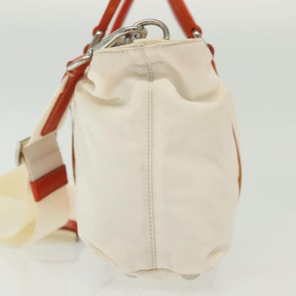 Prada PRADA Hand Bag Nylon 2way White Silver Authentic ti3400