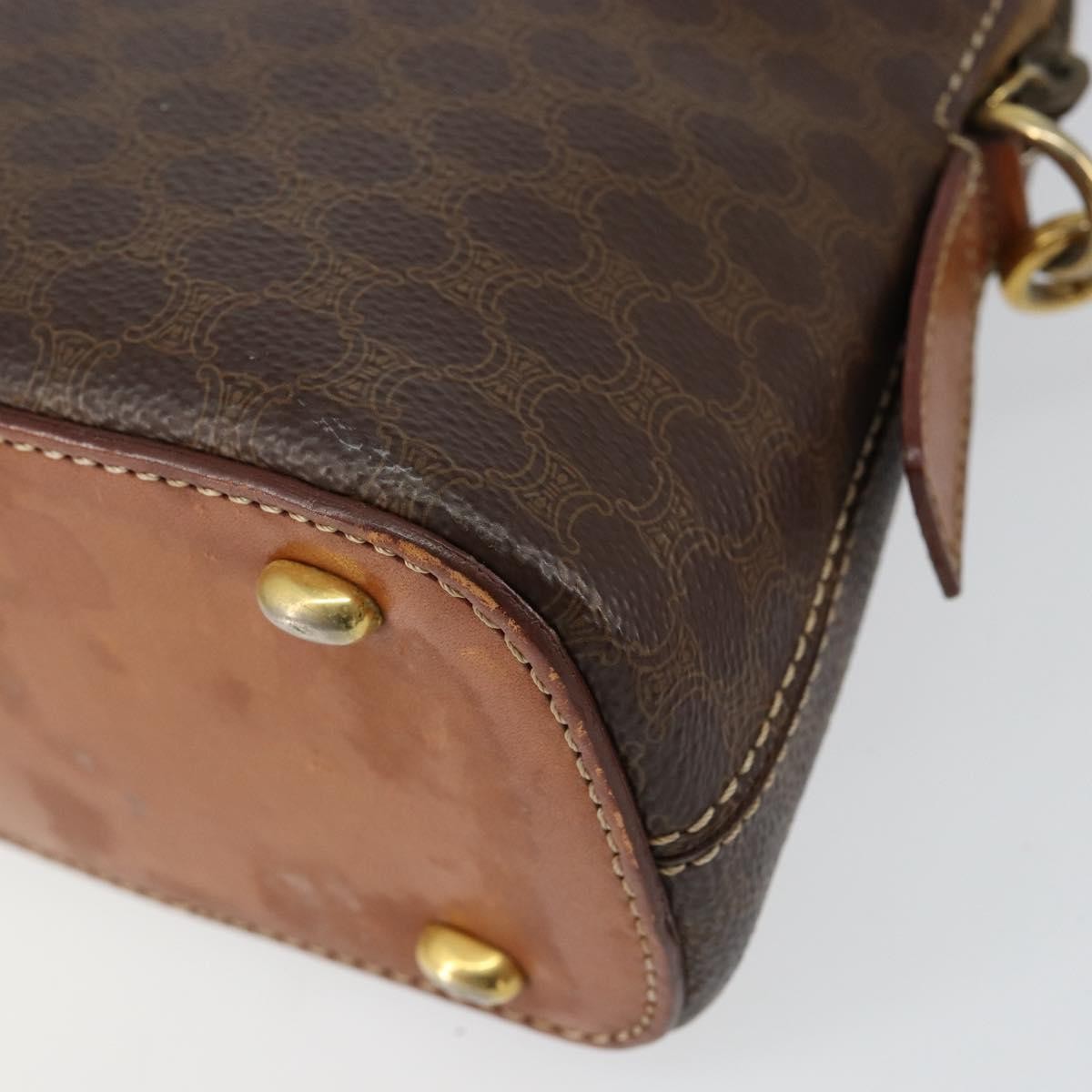 Celine CELINE Macadam Canvas Hand Bag PVC 2way Brown Gold Authentic 151939