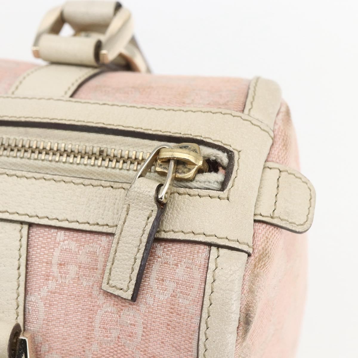 Gucci GUCCI GG Canvas Hand Bag Outlet Pink Gold 130942 Authentic 160602