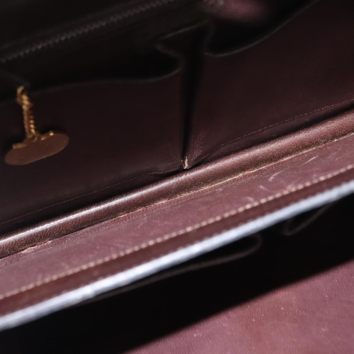 Celine CELINE Hand Bag Leather Brown Gold Authentic fm4934