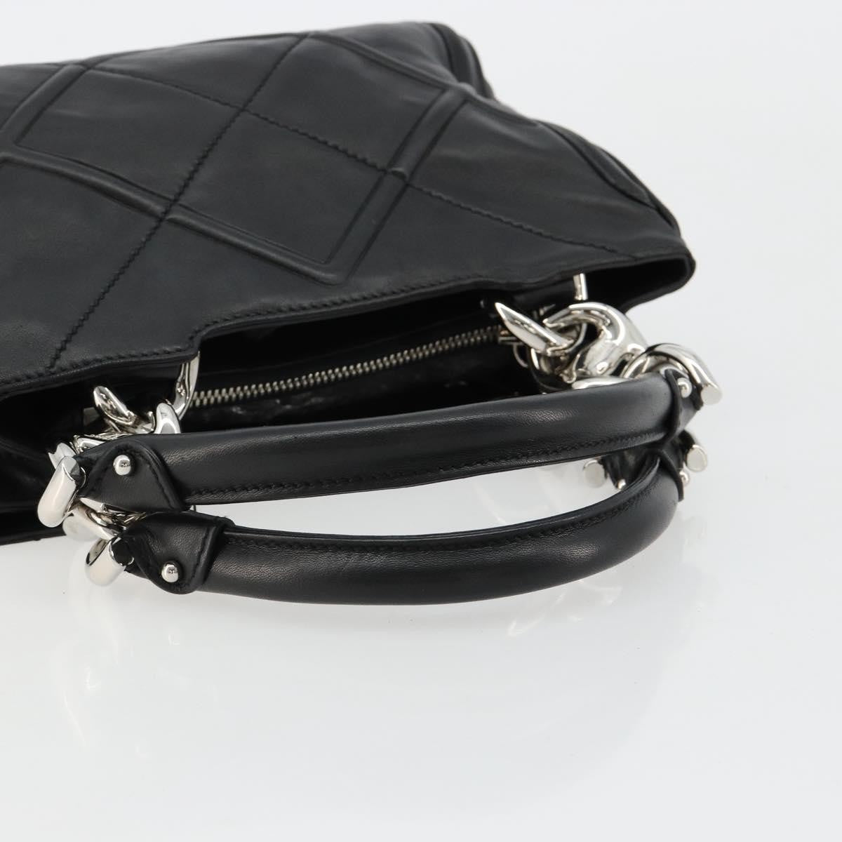 Salvatore Ferragamo Salvatore Ferragamo Hand Bag Leather Black Silver Authentic 178908A