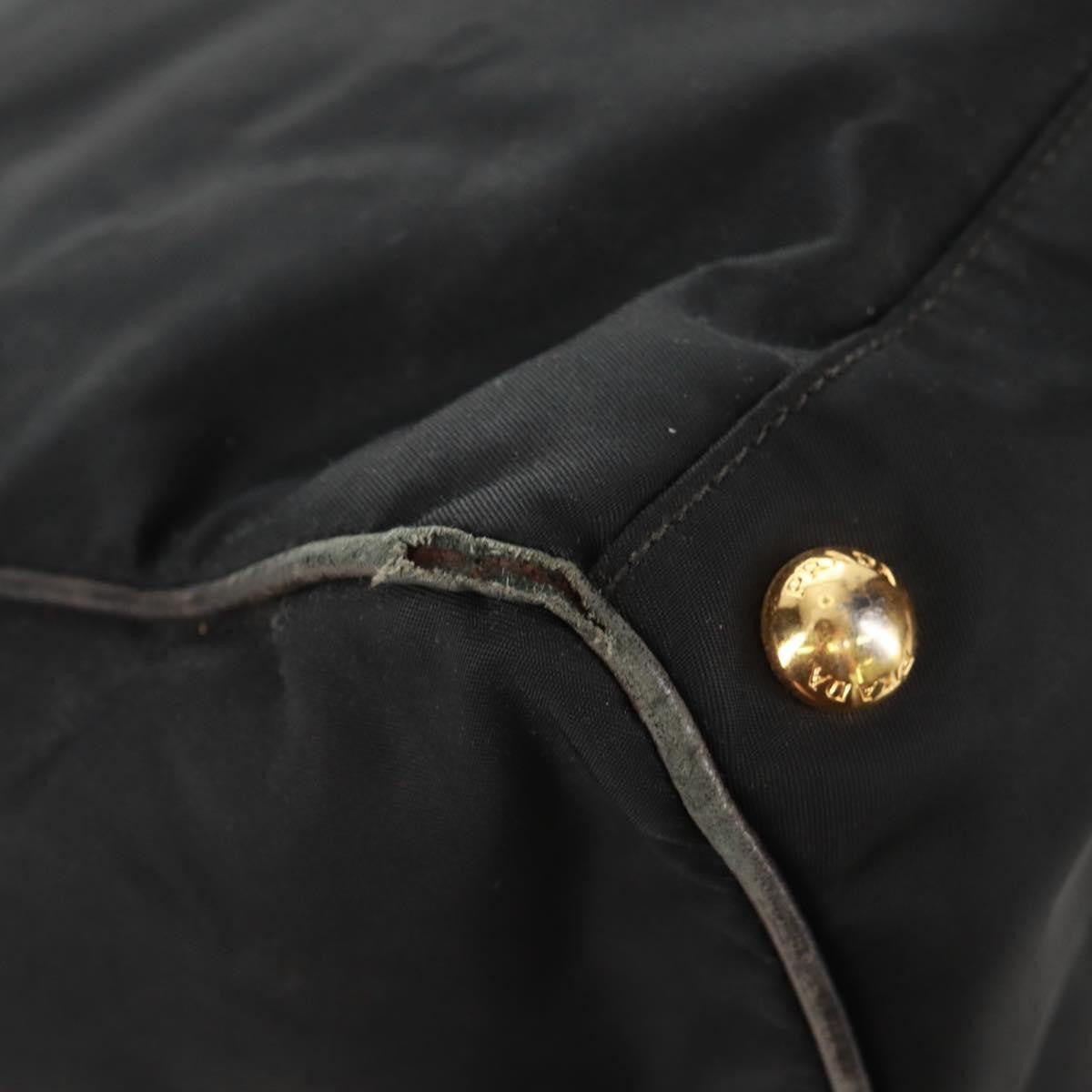 Prada PRADA Hand Bag Nylon 2way Black Gold Authentic 160520