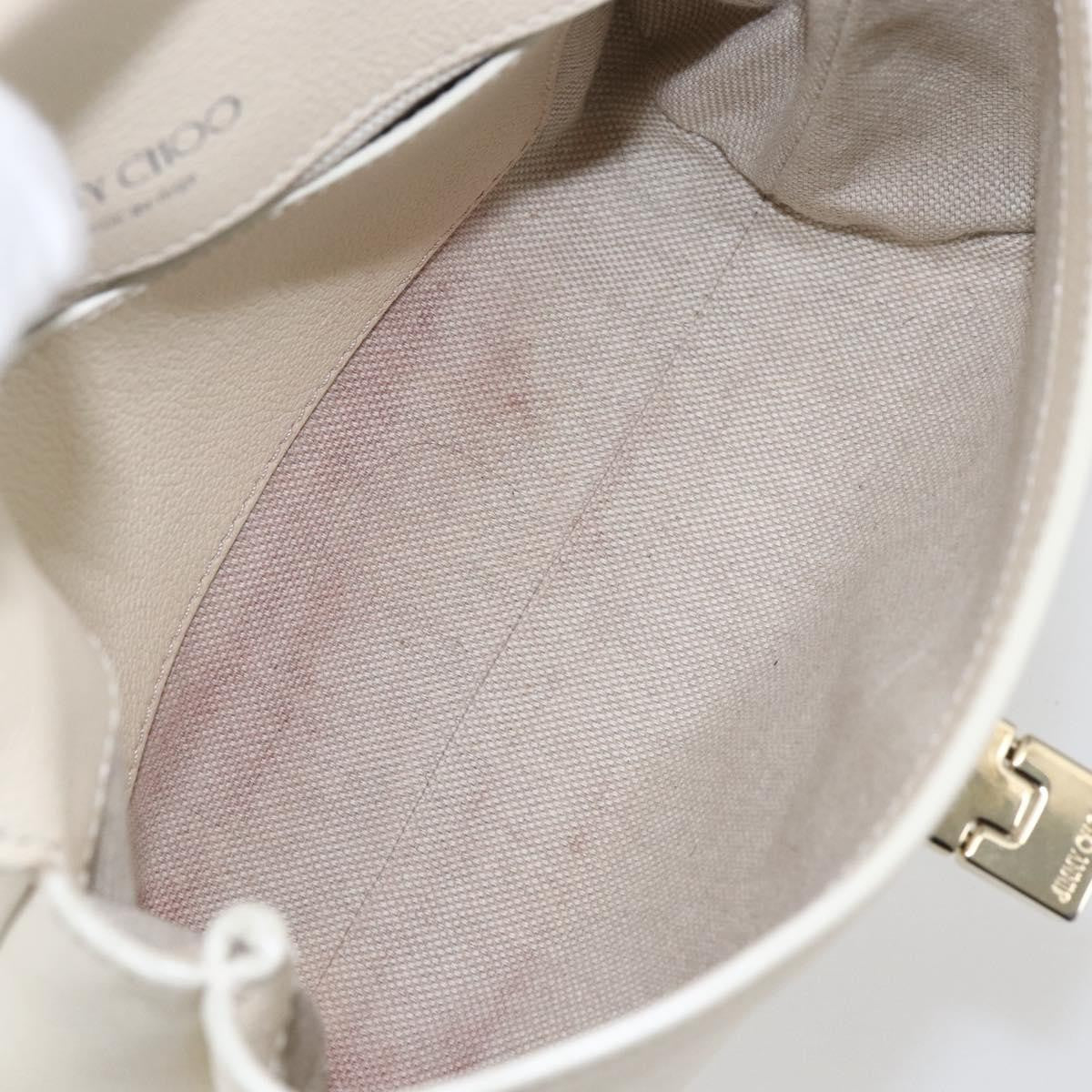 Jimmy Choo Jimmy Choo Chain Shoulder Bag Leather White Gold Authentic bs31956