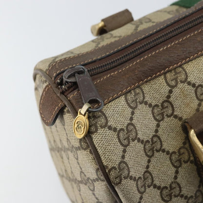 Gucci GUCCI GG Supreme Web Sherry Line Boston Bag PVC Beige Gold 010 378 Authentic 159328
