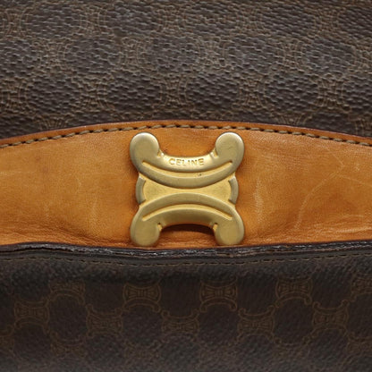 Celine CELINE Macadam Canvas Shoulder Bag PVC Leather Brown Gold Authentic 112747