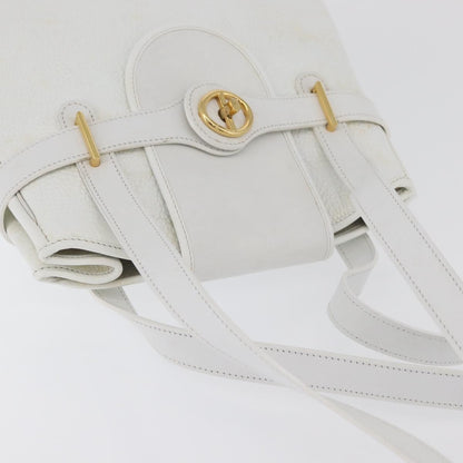 Dior Christian Dior Shoulder Bag Leather White Gold Authentic 176489