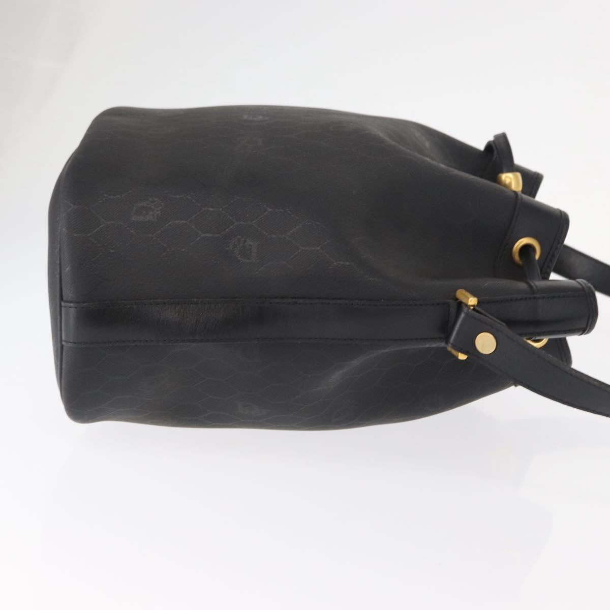 Dior Christian Dior Honeycomb Canvas Shoulder Bag PVC Black Gold Authentic 161139