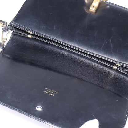 Celine CELINE Horse Carriage Shoulder Bag Leather Navy Gold Authentic BA6372