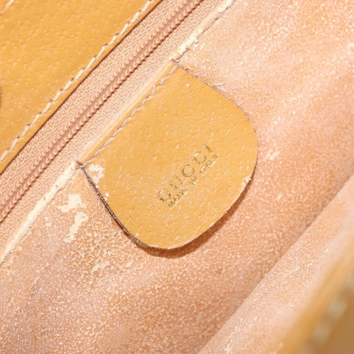 Gucci GUCCI Hand Bag Leather 2way Beige Gold Authentic 173886