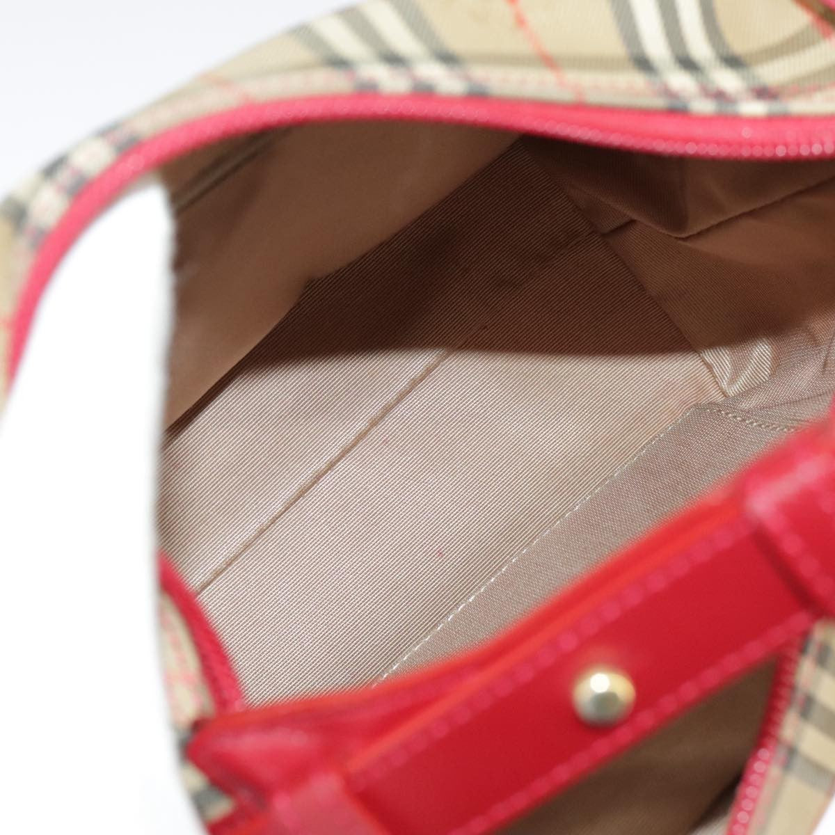 Burberry BURBERRY Nova Check Shoulder Bag Canvas Leather Beige Gold Red Authentic 98900