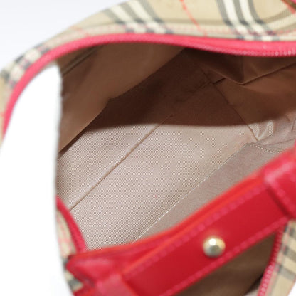Burberry BURBERRY Nova Check Shoulder Bag Canvas Leather Beige Gold Red Authentic 98900