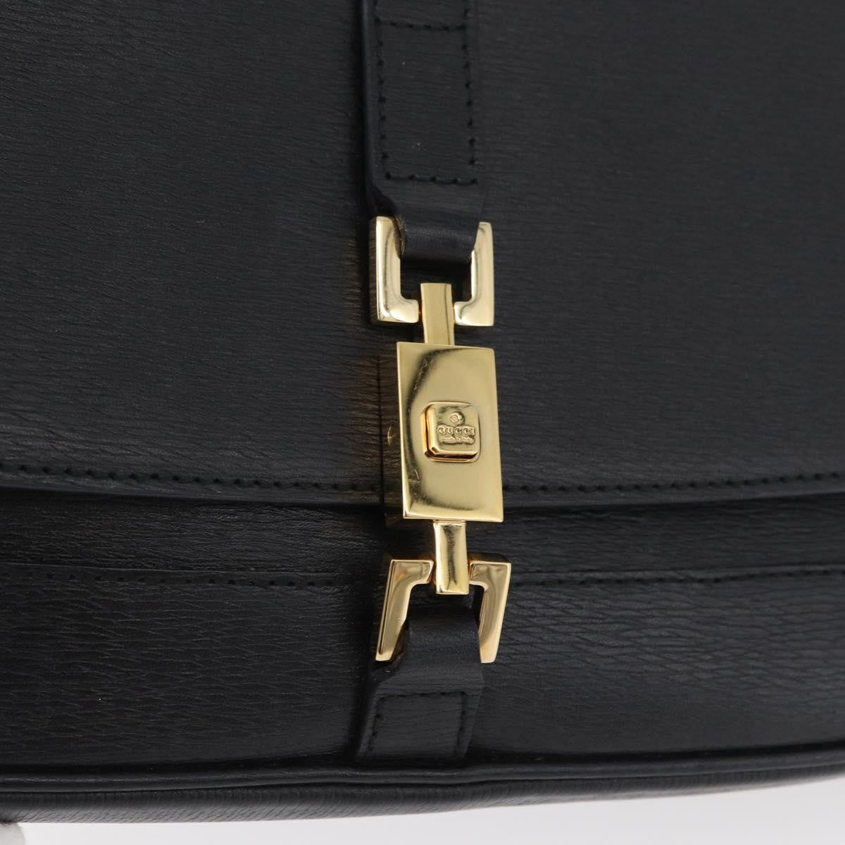 Gucci GUCCI Jackie Shoulder Bag Leather Black Gold 001 3824 Authentic yk20433