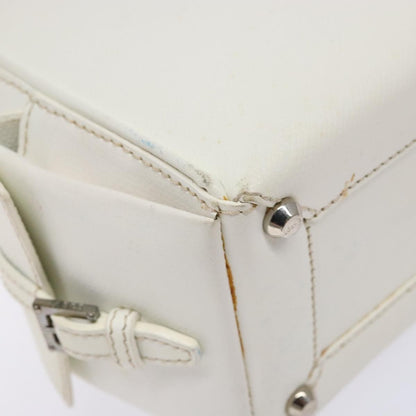 Loewe LOEWE Hand Bag Leather White Silver Authentic BA5296