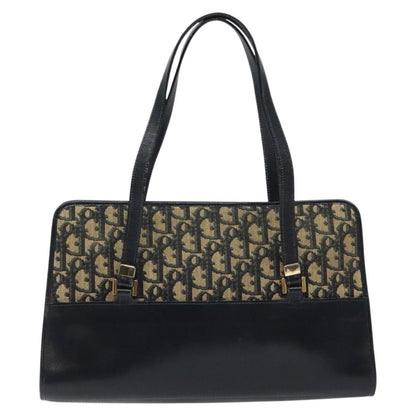 Dior Christian Dior Trotter Canvas Hand Bag Navy Gold Authentic MX415